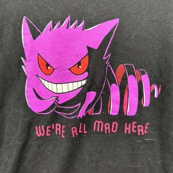 Pokemon Gengar Shirt Mens Large Black Center Print Graphic Crew Neck Tee Anime - Picture 4 of 8